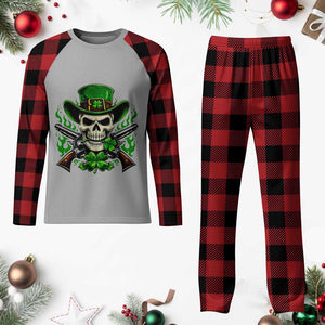 Irish Cowboy Skeleton Plaid Pajama Set St Patricks Day Party Gift TS12 Buffalo Plaid Print Your Wear