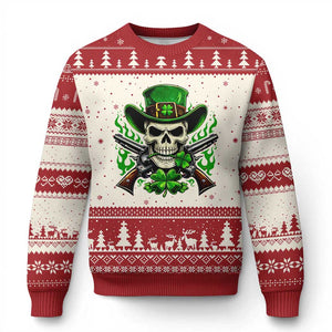 Irish Cowboy Skeleton Ugly Christmas Sweater St Patricks Day Party Gift TS12 Beige Red Print Your Wear