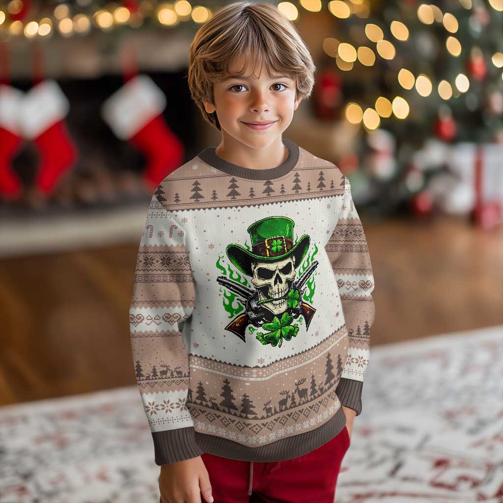 Irish Cowboy Skeleton Ugly Christmas Sweater St Patricks Day Party Gift TS12 Mocha Mousse Print Your Wear