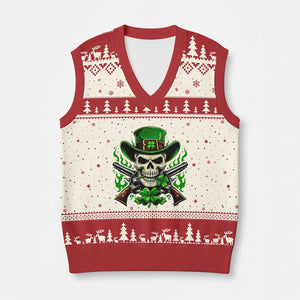 Irish Cowboy Skeleton V-Neck Knit Sweater Vest St Patricks Day Party Gift TS12 Beige Red Print Your Wear