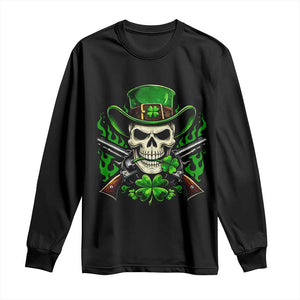Irish Cowboy Skeleton Long Sleeve Shirt St Patricks Day Party Gift TS12 Black Print Your Wear