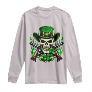 Irish Cowboy Skeleton Long Sleeve Shirt St Patricks Day Party Gift TS12 Ice Gray Print Your Wear