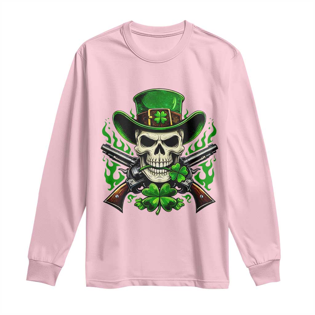 Irish Cowboy Skeleton Long Sleeve Shirt St Patricks Day Party Gift TS12 Light Pink Print Your Wear