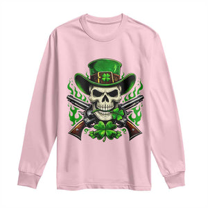 Irish Cowboy Skeleton Long Sleeve Shirt St Patricks Day Party Gift TS12 Light Pink Print Your Wear