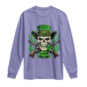 Irish Cowboy Skeleton Long Sleeve Shirt St Patricks Day Party Gift TS12 Violet Print Your Wear