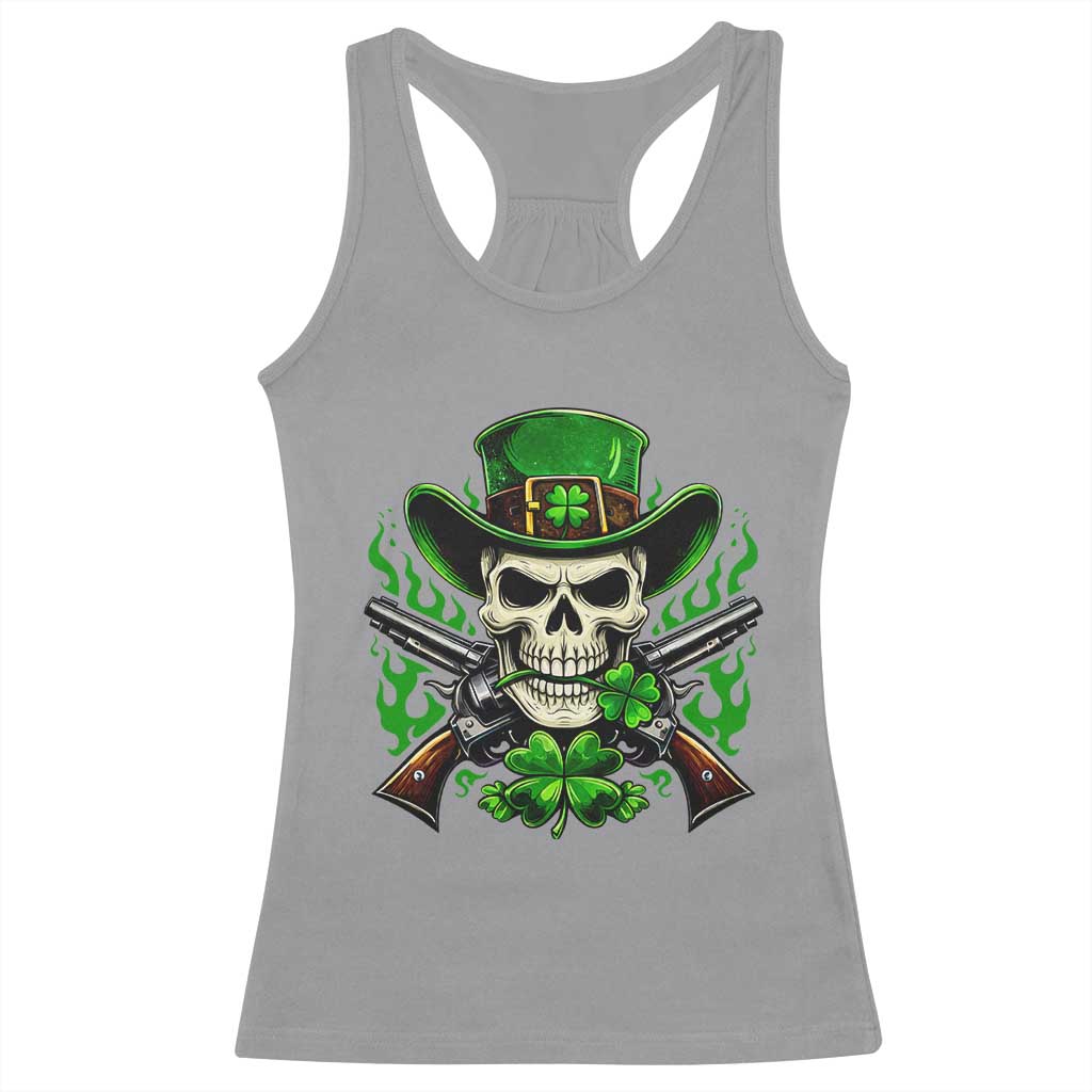 Irish Cowboy Skeleton Racerback Tank Top St Patricks Day Party Gift TS12 Sport Gray Print Your Wear