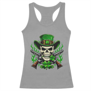 Irish Cowboy Skeleton Racerback Tank Top St Patricks Day Party Gift TS12 Sport Gray Print Your Wear