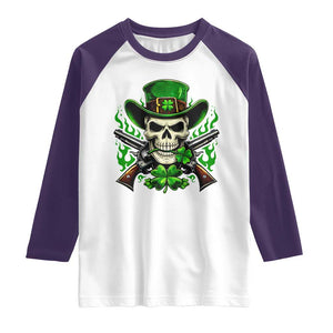 Irish Cowboy Skeleton Raglan Shirt St Patricks Day Party Gift TS12 White Purple Print Your Wear
