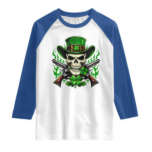 Irish Cowboy Skeleton Raglan Shirt St Patricks Day Party Gift TS12 White Royal Print Your Wear