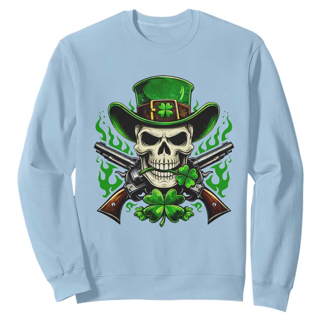 Irish Cowboy Skeleton Sweatshirt St Patricks Day Party Gift TS12 Light Blue Print Your Wear