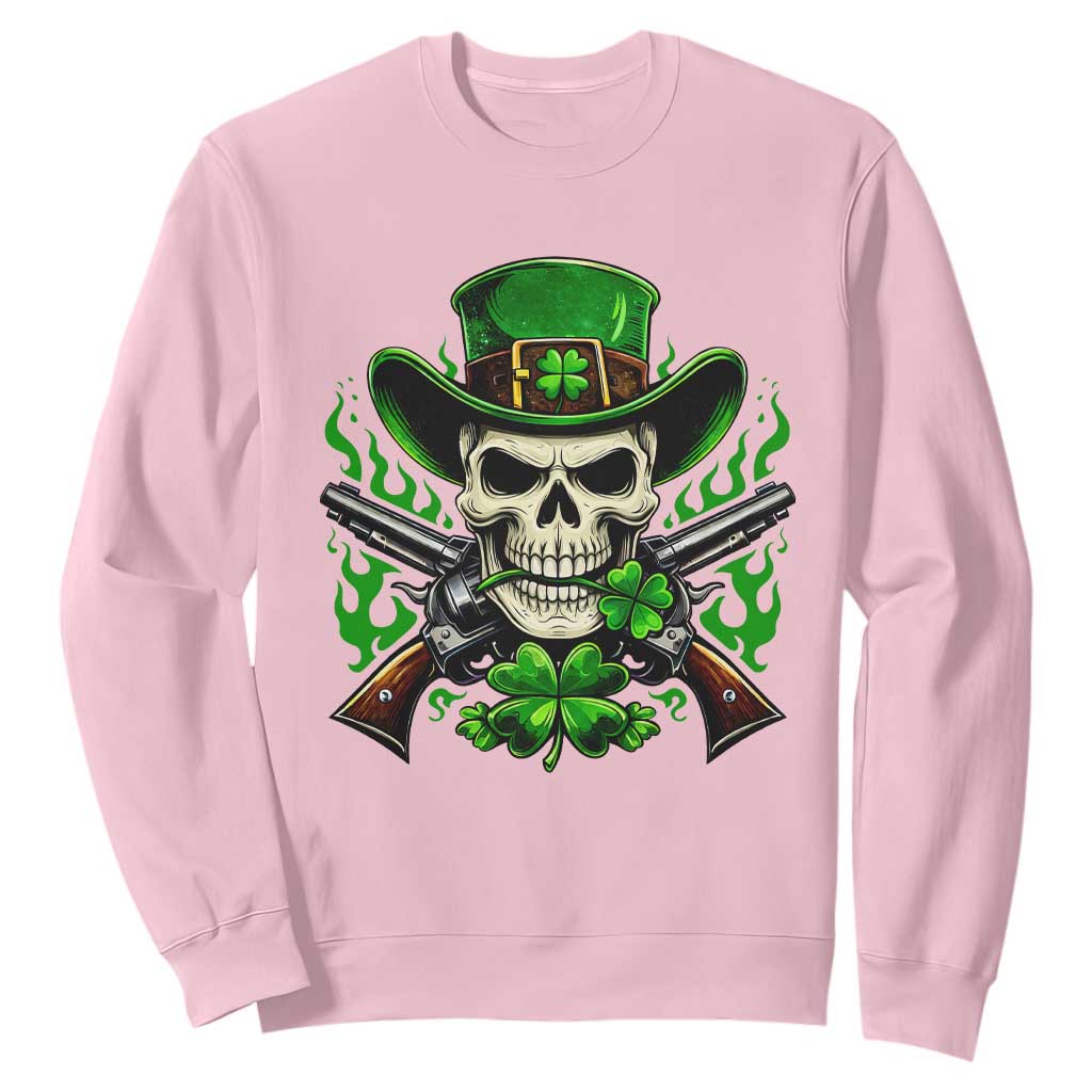 Irish Cowboy Skeleton Sweatshirt St Patricks Day Party Gift TS12 Light Pink Print Your Wear