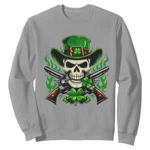 Irish Cowboy Skeleton Sweatshirt St Patricks Day Party Gift TS12 Sport Gray Print Your Wear