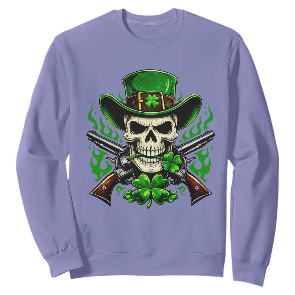 Irish Cowboy Skeleton Sweatshirt St Patricks Day Party Gift TS12 Violet Print Your Wear