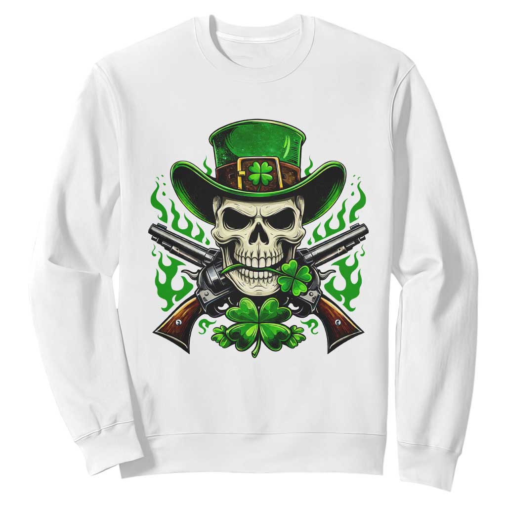Irish Cowboy Skeleton Sweatshirt St Patricks Day Party Gift TS12 White Print Your Wear