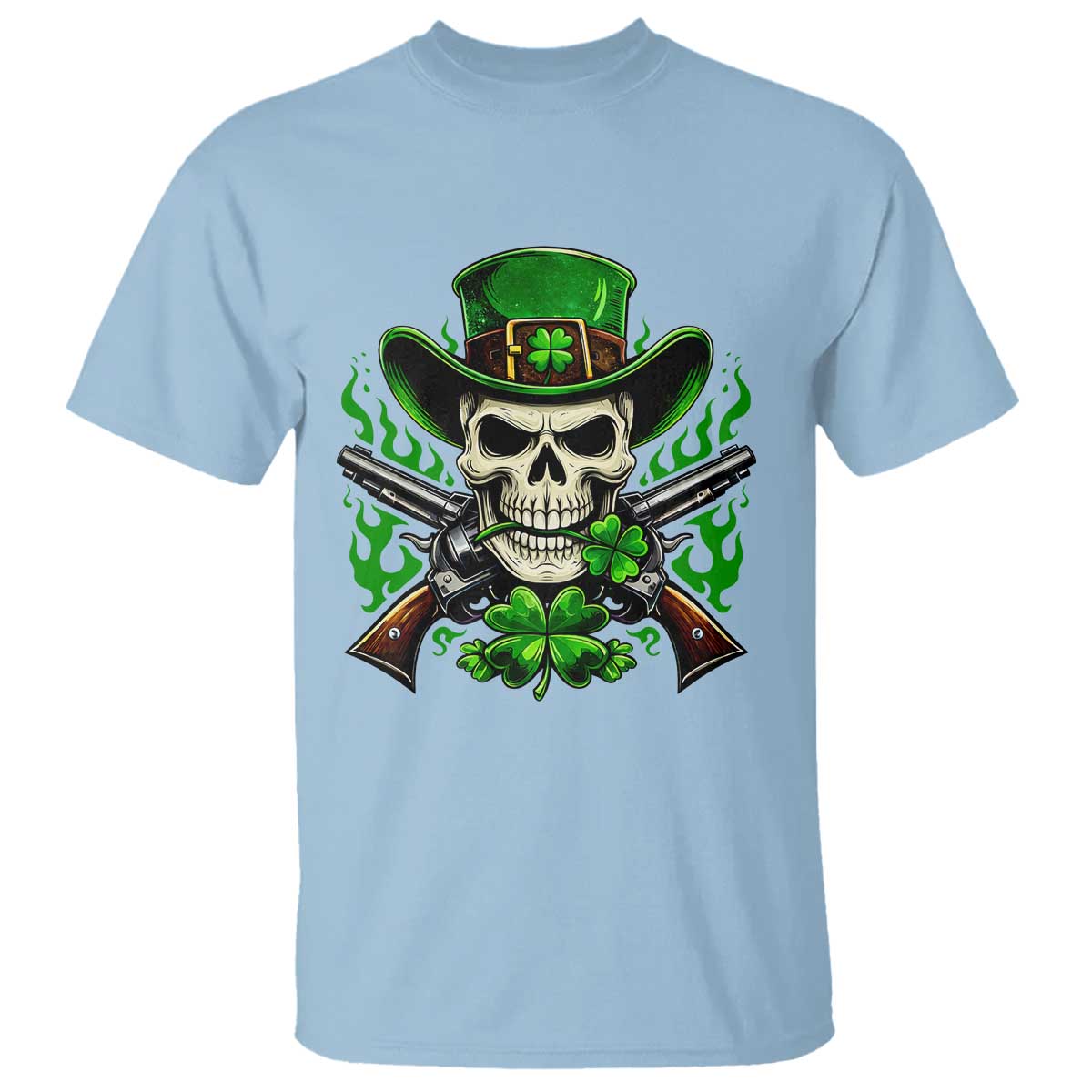 Irish Cowboy Skeleton T Shirt St Patricks Day Party Gift TS12 Light Blue Print Your Wear