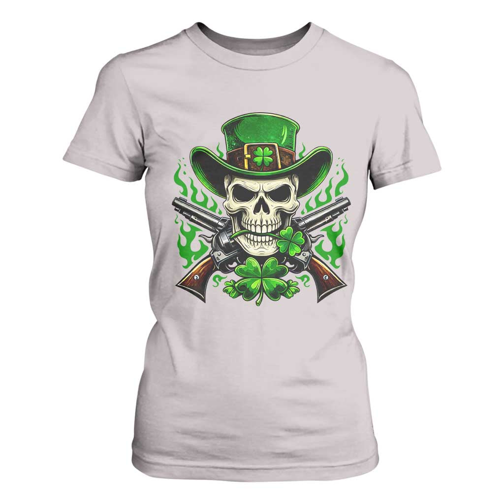 Irish Cowboy Skeleton T Shirt For Women St Patricks Day Party Gift TS12 Ice Gray Print Your Wear