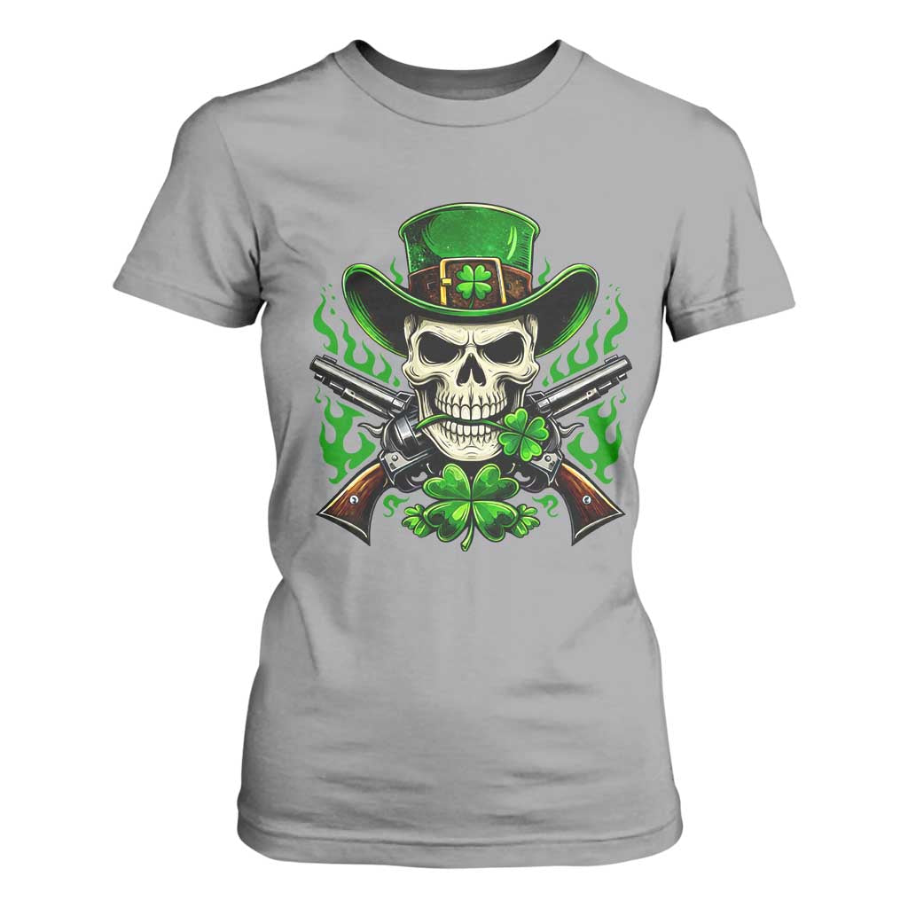 Irish Cowboy Skeleton T Shirt For Women St Patricks Day Party Gift TS12 Sport Gray Print Your Wear