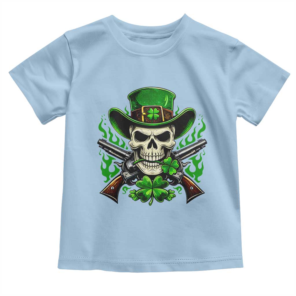 Irish Cowboy Skeleton Toddler T Shirt St Patricks Day Party Gift TS12 Light Blue Print Your Wear