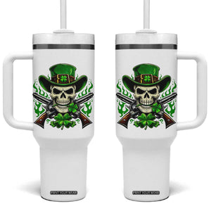 Irish Cowboy Skeleton Tumbler With Handle St Patricks Day Party Gift TS12 One Size: 40 oz White Print Your Wear