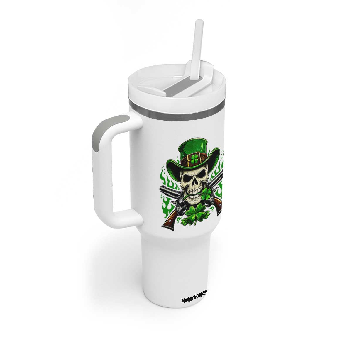 Irish Cowboy Skeleton Tumbler With Handle St Patricks Day Party Gift TS12 Print Your Wear