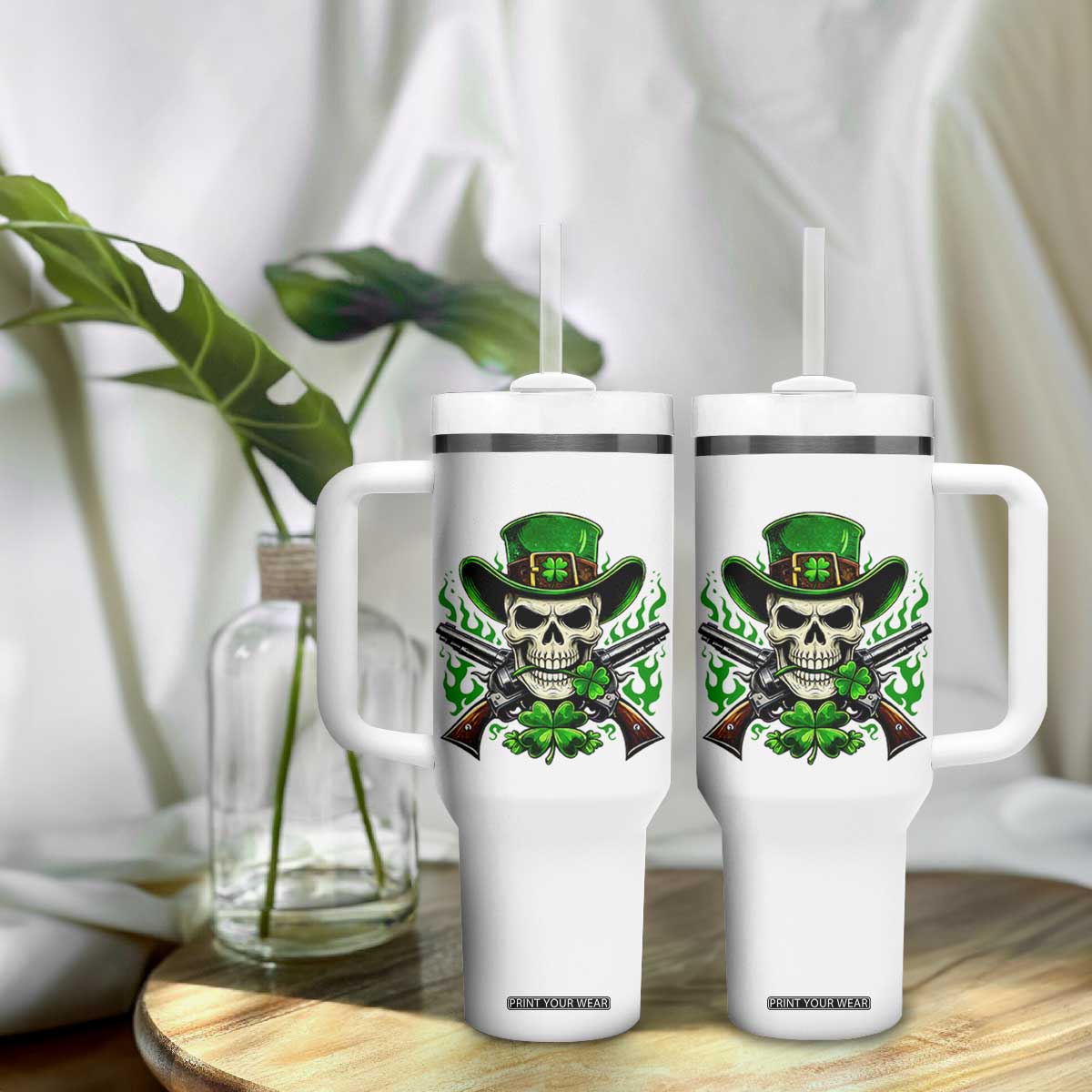 Irish Cowboy Skeleton Tumbler With Handle St Patricks Day Party Gift TS12 Print Your Wear