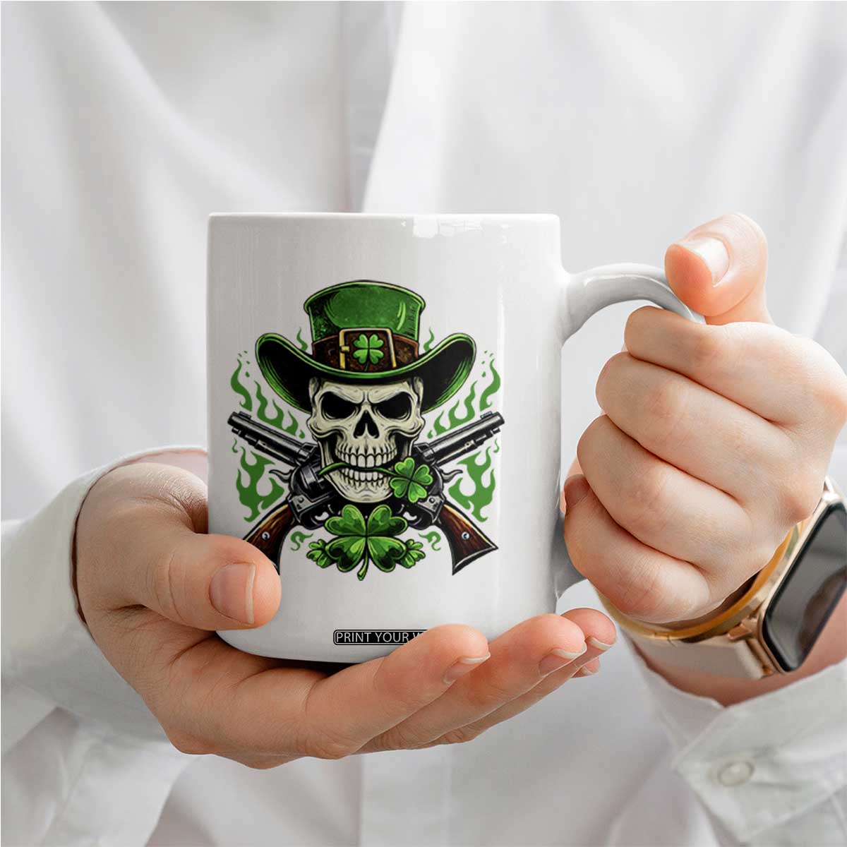 Irish Cowboy Skeleton Coffee Mug St Patricks Day Party Gift TS12 Print Your Wear