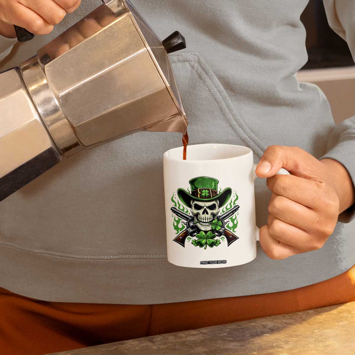 Irish Cowboy Skeleton Coffee Mug St Patricks Day Party Gift TS12 Print Your Wear