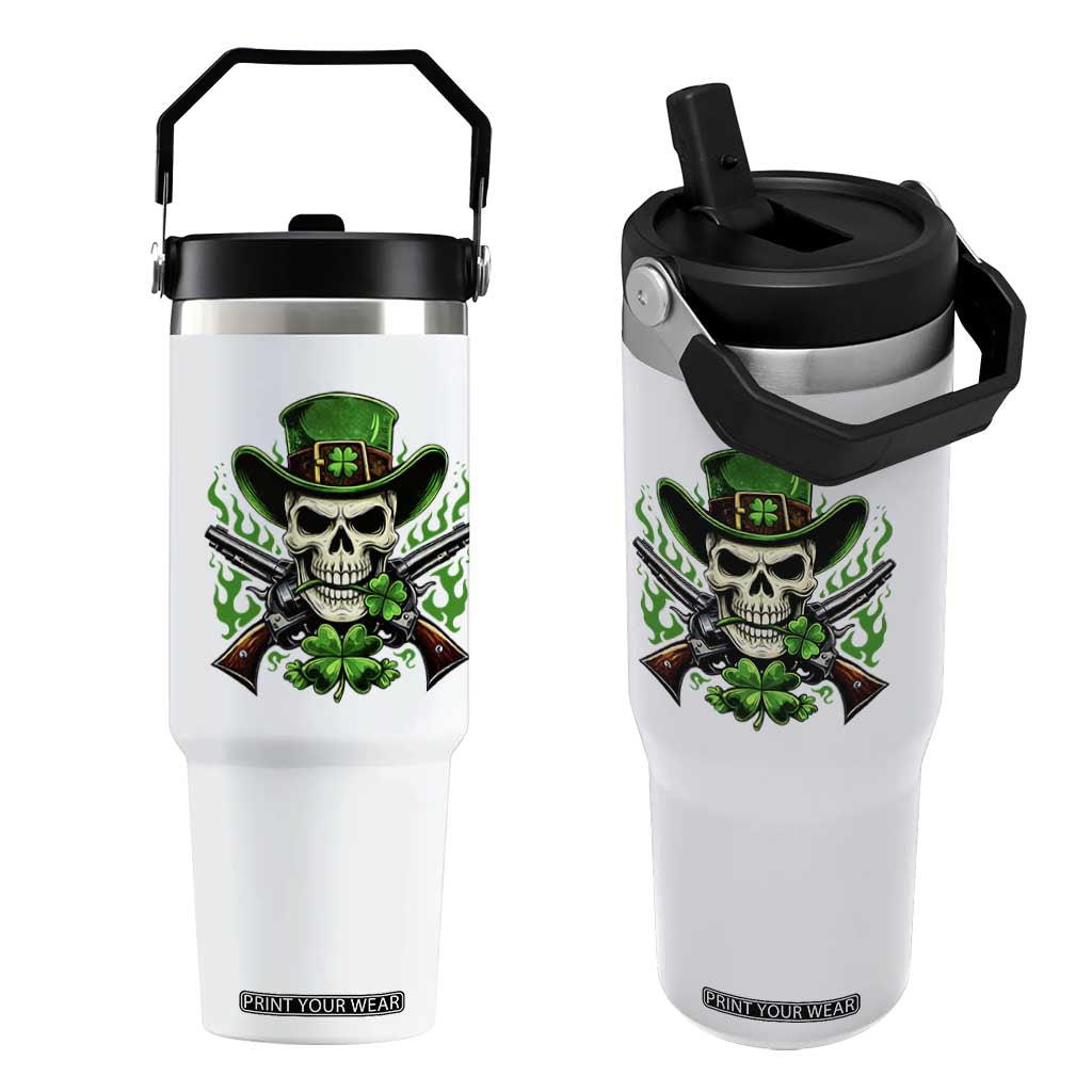 Irish Cowboy Skeleton Flip Straw Tumbler St Patricks Day Party Gift TS12 One Size: 30 oz White Print Your Wear