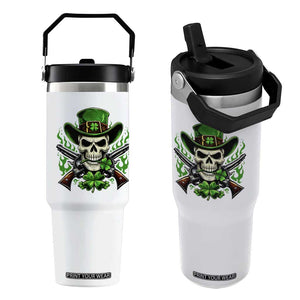 Irish Cowboy Skeleton Flip Straw Tumbler St Patricks Day Party Gift TS12 One Size: 30 oz White Print Your Wear