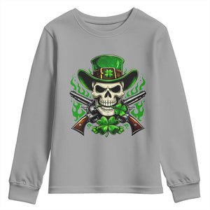 Irish Cowboy Skeleton Youth Sweatshirt St Patricks Day Party Gift TS12 Sport Gray Print Your Wear
