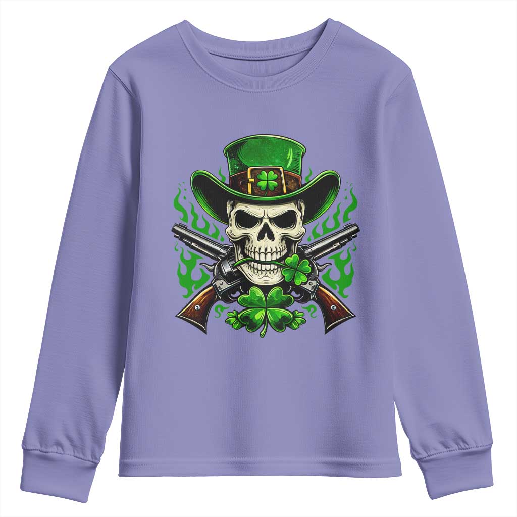 Irish Cowboy Skeleton Youth Sweatshirt St Patricks Day Party Gift TS12 Violet Print Your Wear