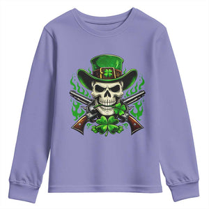 Irish Cowboy Skeleton Youth Sweatshirt St Patricks Day Party Gift TS12 Violet Print Your Wear