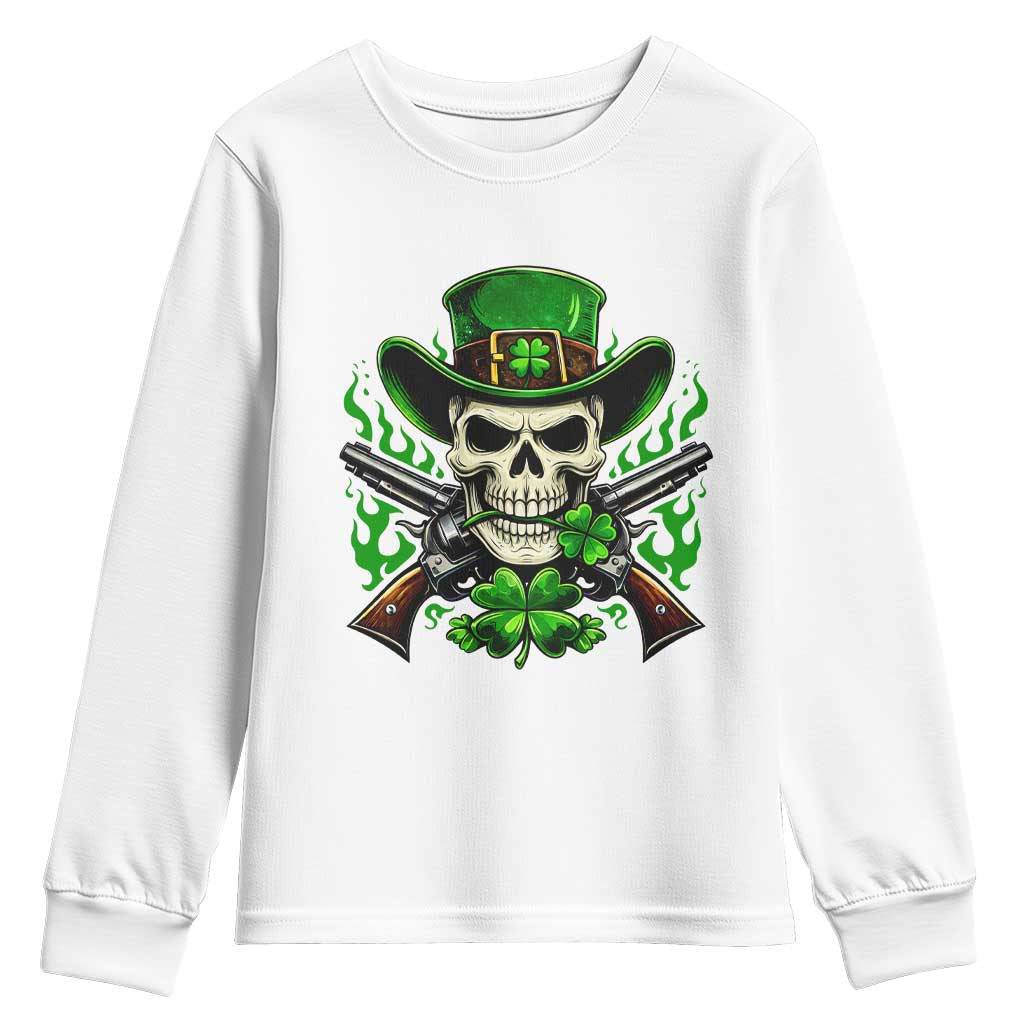 Irish Cowboy Skeleton Youth Sweatshirt St Patricks Day Party Gift TS12 White Print Your Wear