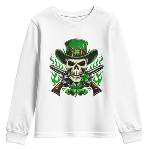 Irish Cowboy Skeleton Youth Sweatshirt St Patricks Day Party Gift TS12 White Print Your Wear