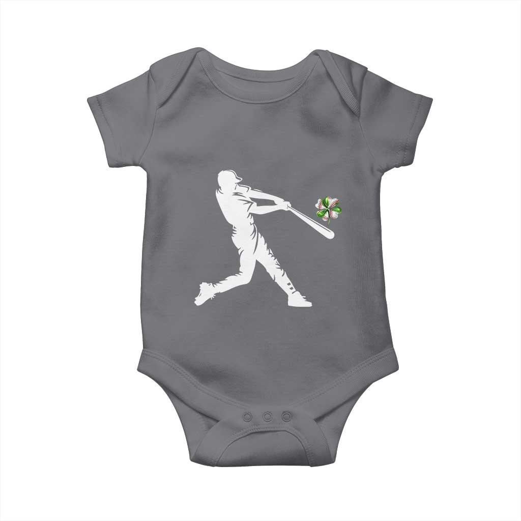 St Patricks Day Baseball Batter Baby Onesie Irish Sports Gift TS12 Charcoal Print Your Wear
