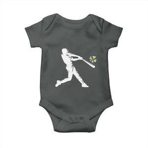 St Patricks Day Baseball Batter Baby Onesie Irish Sports Gift TS12 Dark Heather Print Your Wear