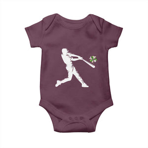 St Patricks Day Baseball Batter Baby Onesie Irish Sports Gift TS12 Maroon Print Your Wear