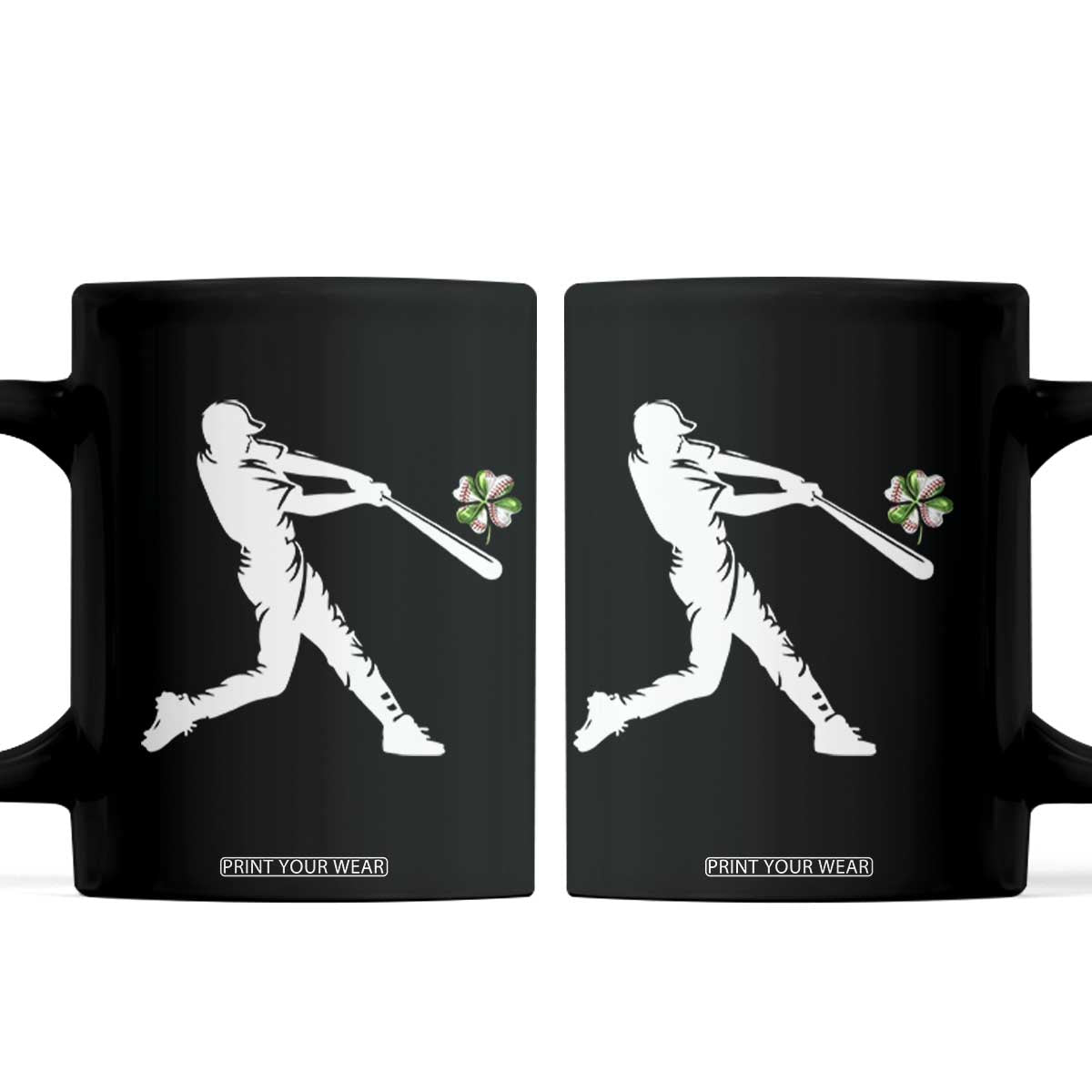 St Patricks Day Baseball Batter Coffee Mug Irish Sports Gift TS12 Black Print Your Wear