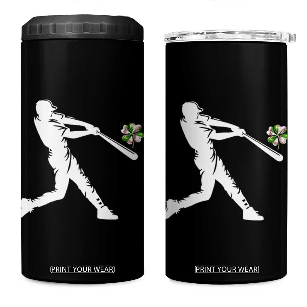 St Patricks Day Baseball Batter 4 in 1 Can Cooler Tumbler Irish Sports Gift TS12 One Size: 16 oz Black Print Your Wear