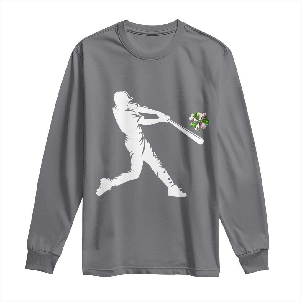 St Patricks Day Baseball Batter Long Sleeve Shirt Irish Sports Gift TS12 Charcoal Print Your Wear