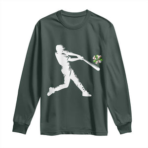 St Patricks Day Baseball Batter Long Sleeve Shirt Irish Sports Gift TS12 Dark Forest Green Print Your Wear