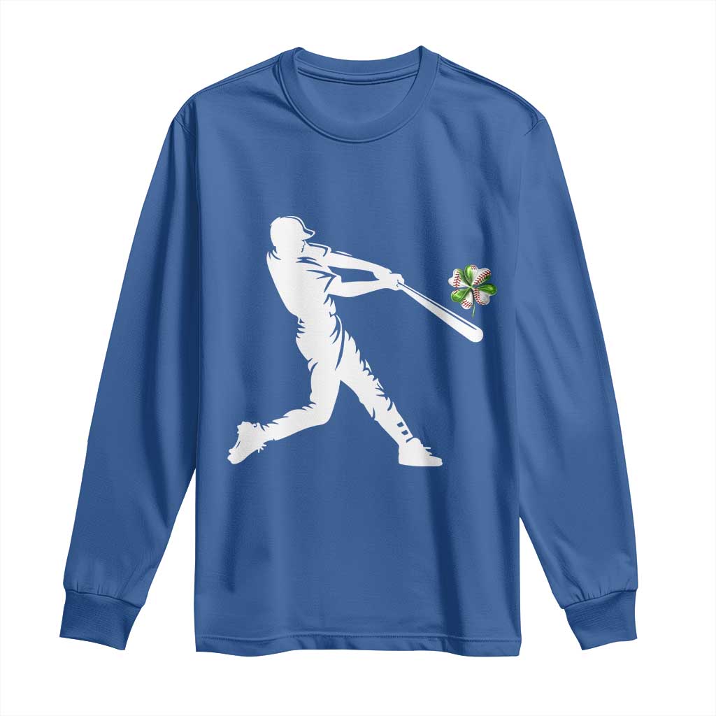St Patricks Day Baseball Batter Long Sleeve Shirt Irish Sports Gift TS12 Royal Blue Print Your Wear