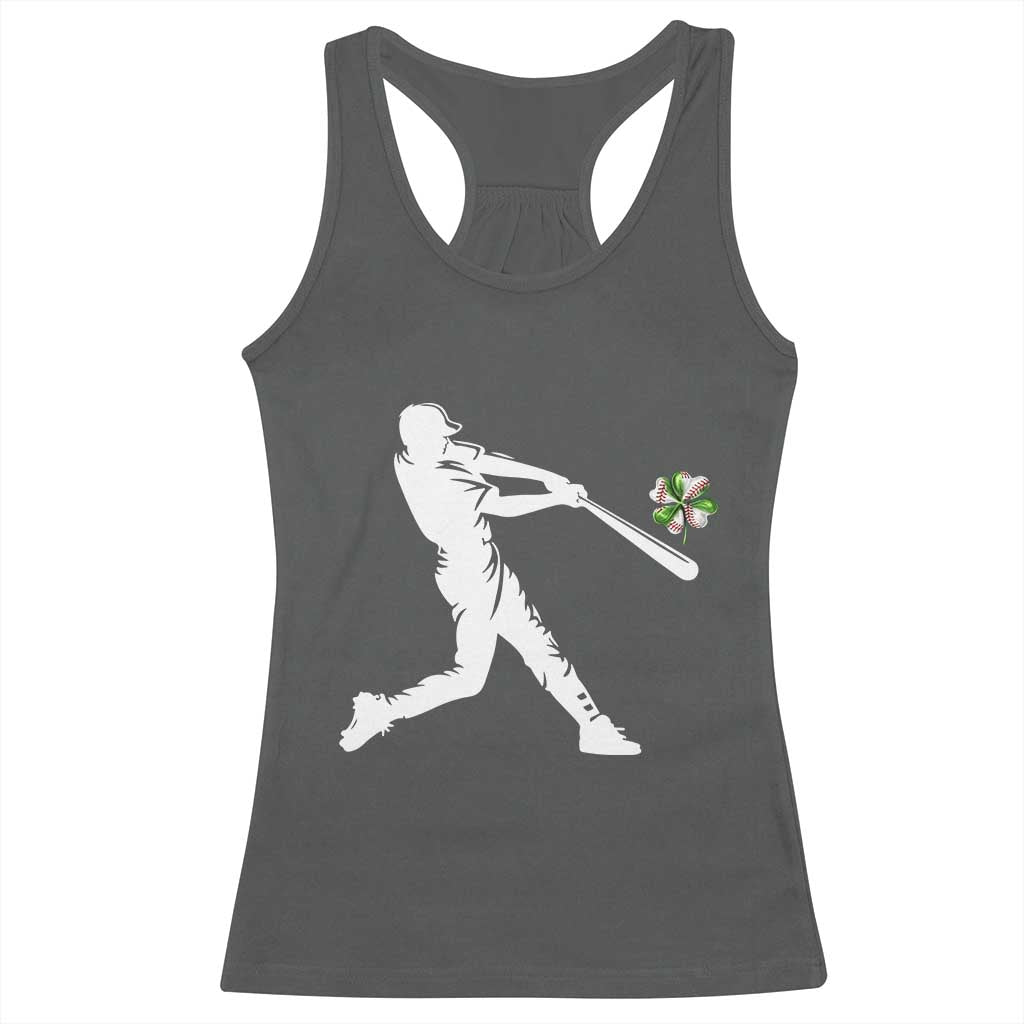 St Patricks Day Baseball Batter Racerback Tank Top Irish Sports Gift TS12 Dark Heather Print Your Wear