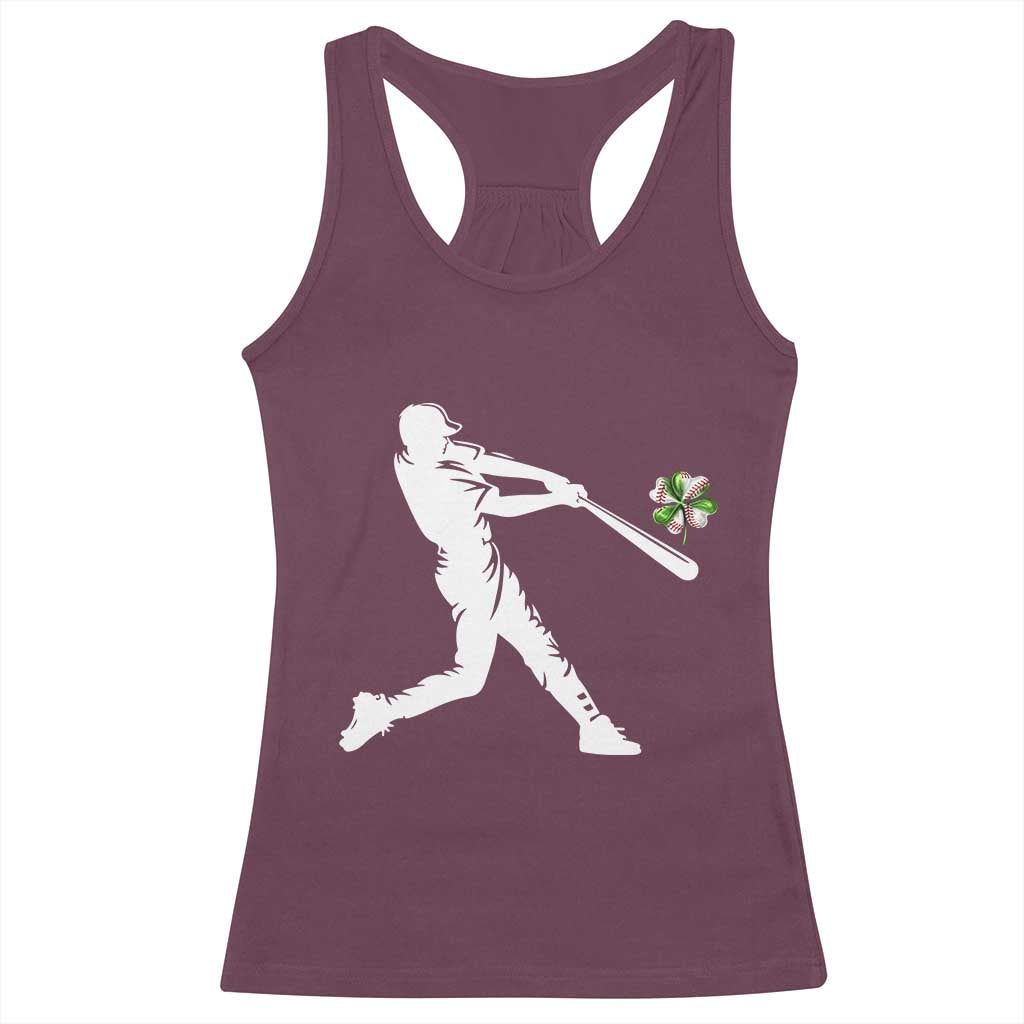 St Patricks Day Baseball Batter Racerback Tank Top Irish Sports Gift TS12 Maroon Print Your Wear