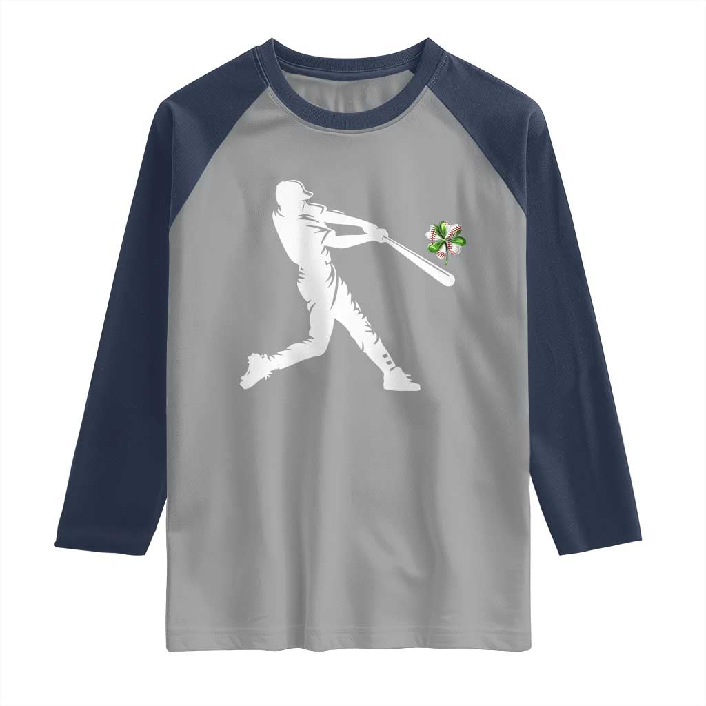 St Patricks Day Baseball Batter Raglan Shirt Irish Sports Gift TS12 Sport Gray Navy Print Your Wear