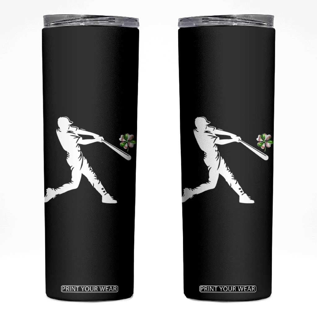 St Patricks Day Baseball Batter Skinny Tumbler Irish Sports Gift TS12 Black Print Your Wear
