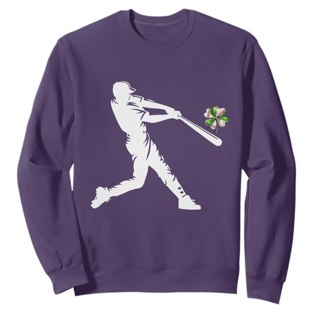 St Patricks Day Baseball Batter Sweatshirt Irish Sports Gift TS12 Purple Print Your Wear