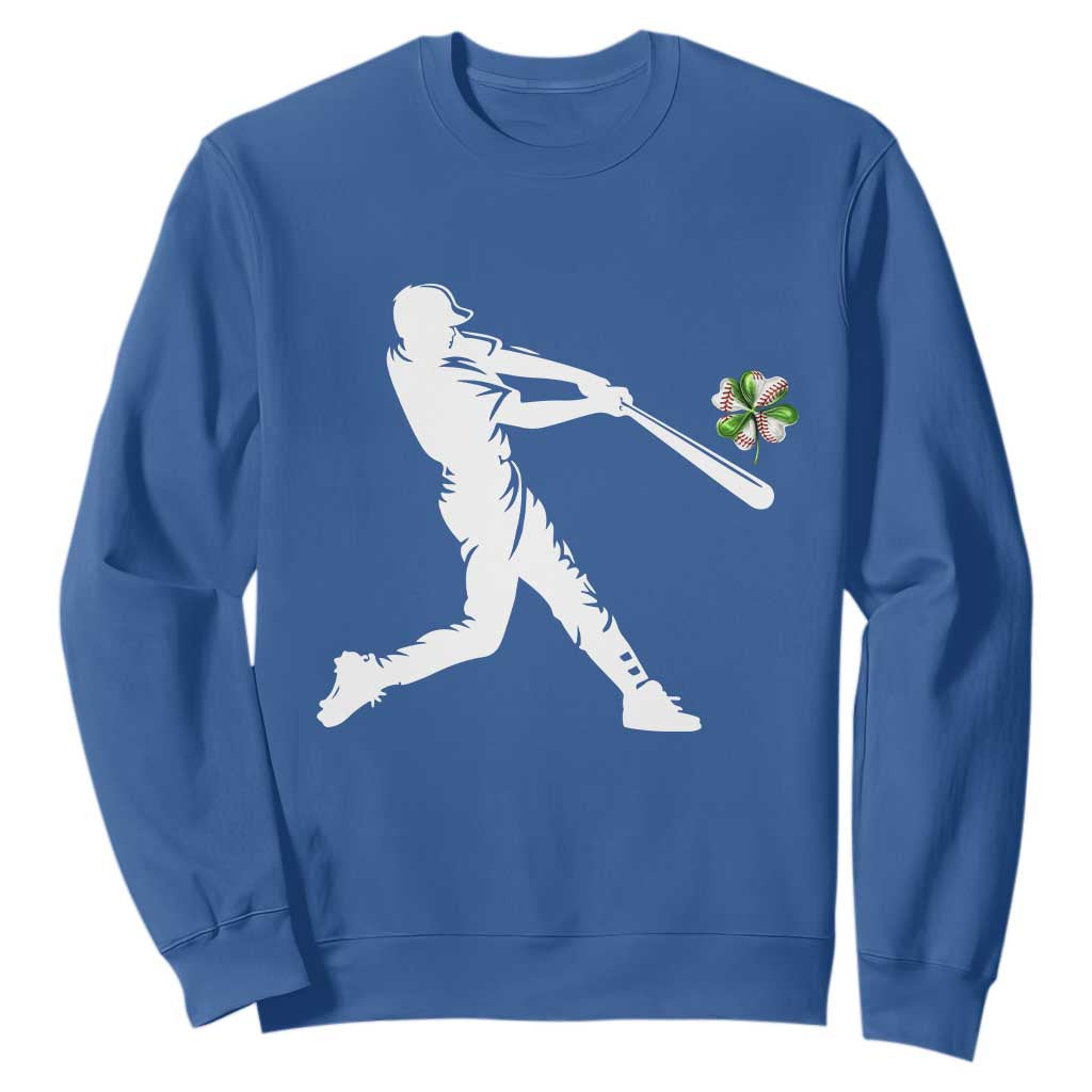 St Patricks Day Baseball Batter Sweatshirt Irish Sports Gift TS12 Royal Blue Print Your Wear