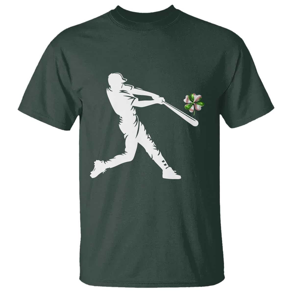 St Patricks Day Baseball Batter T Shirt Irish Sports Gift TS12 Dark Forest Green Print Your Wear