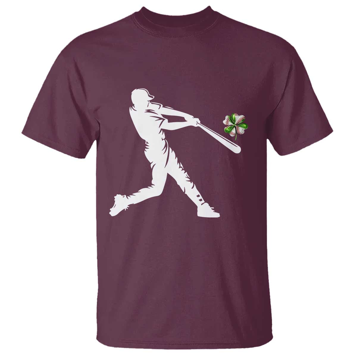 St Patricks Day Baseball Batter T Shirt Irish Sports Gift TS12 Maroon Print Your Wear